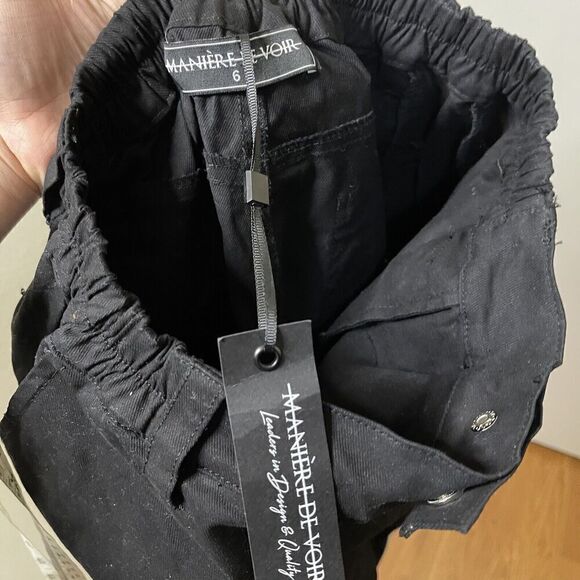 NWT Maniere de Voir black cargo utility pants multi pockets size XS UK 6 - Picture 5 of 5